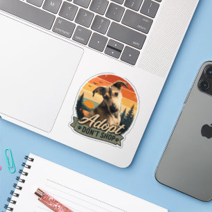 Adopt Don't Shop Vintage Rescue Dog Sunset Design