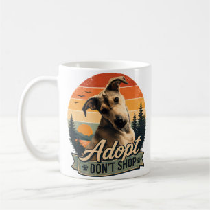 Adopt Don't Shop Vintage Rescue Dog Sunset Design Coffee Mug