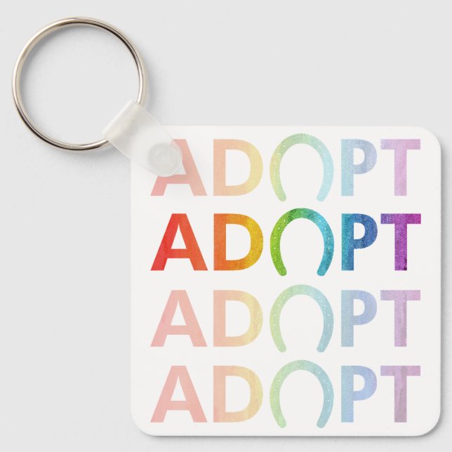 Adopt Hoof Stacked Text Key Ring (Front)