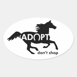 Adopt Horses Oval Sticker