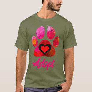 Adopt Love My Rescue Animal Lover Watercolor Art T-Shirt