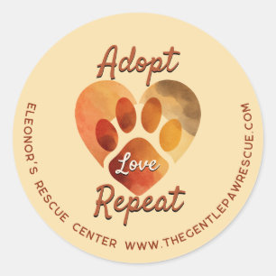 Adopt Love Repeat Warm Earthy Paw Art Classic Round Sticker