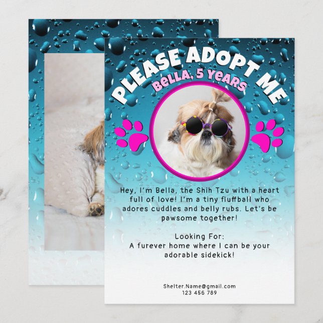 Adopt me dog custom 2 photo shelter animal rescue invitation (Front/Back)