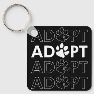 Adopt Paw Stacked Text Key Ring