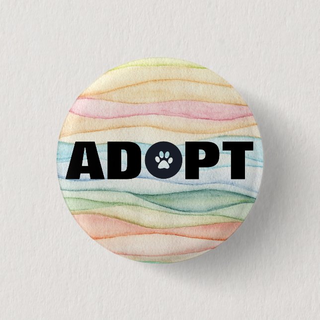 Adopt Pawprint  3 Cm Round Badge (Front)