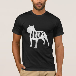 Adopt Pit Bull silhouette shirt (white)
