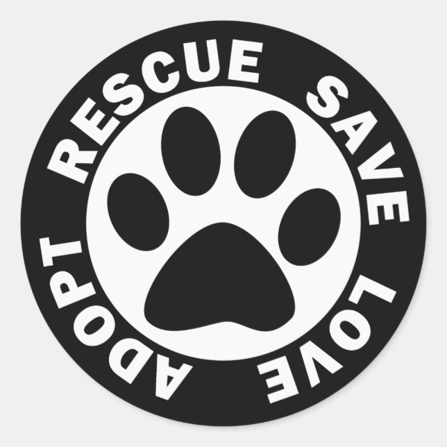 Adopt Rescue Save Love Classic Round Sticker (Front)