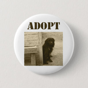Adopt stray dog 6 cm round badge