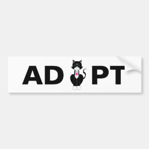 Adopt Tuxedo Wild Cat Bumper Sticker