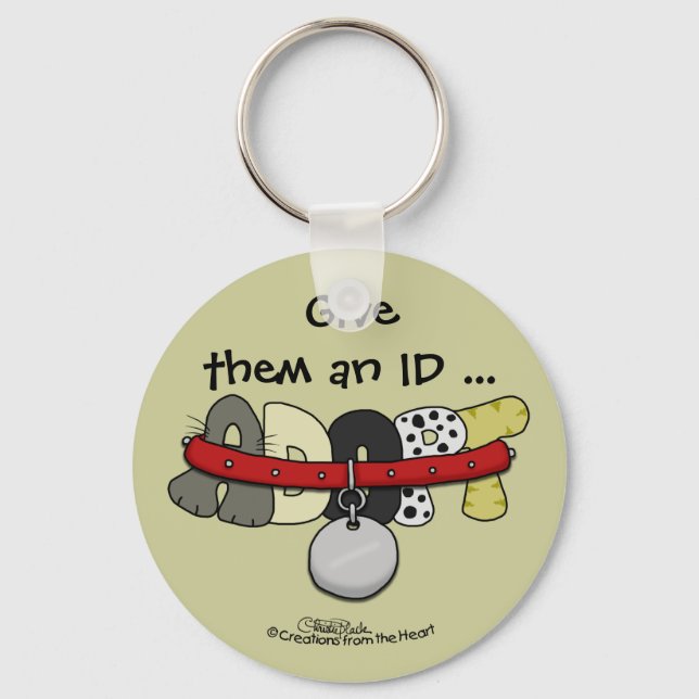 ADOPT with Collar-Give Them an ID Key Ring (Front)