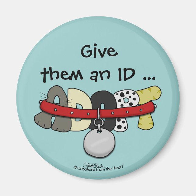 ADOPT with Collar-Give Them an ID Magnet (Front)