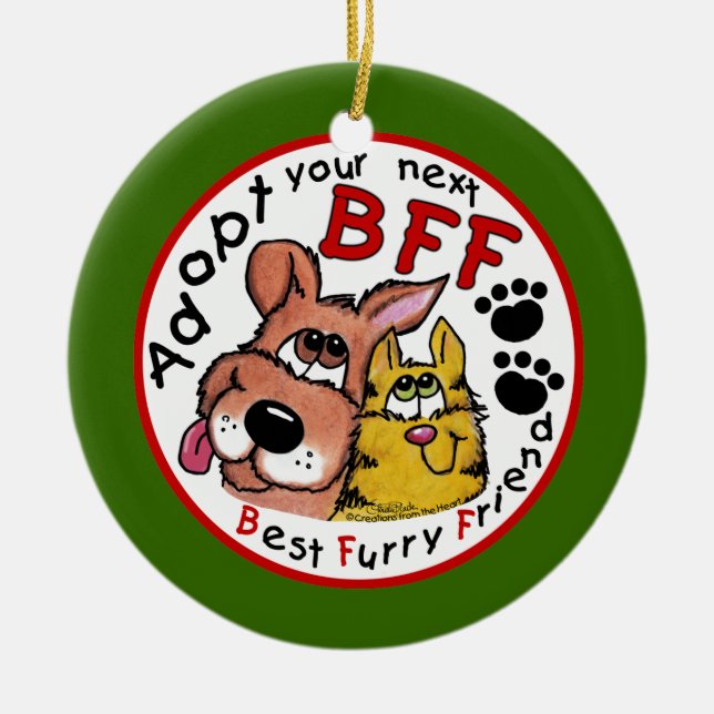 Adopt Your Next BFF Ceramic Ornament (Front)