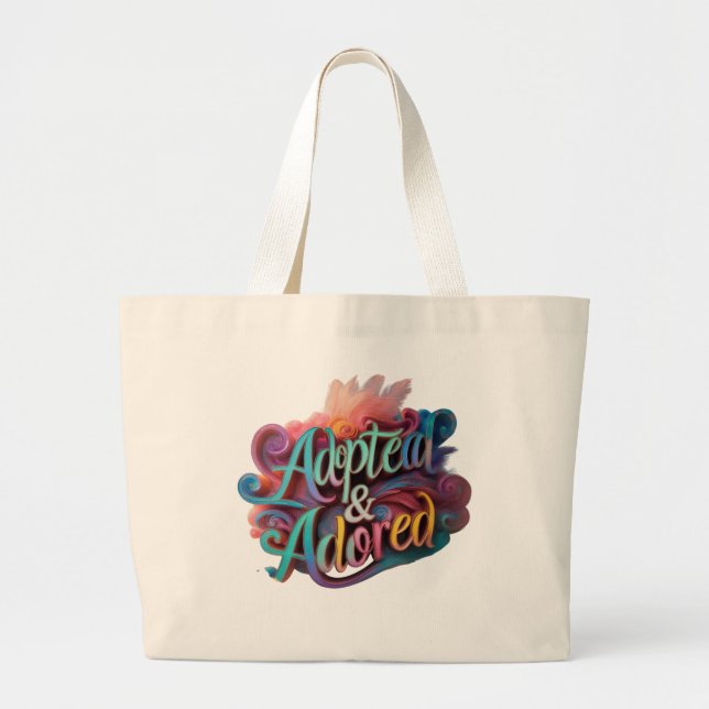 Adopted & Adored | Jumbo Tote Bag for Pet Lovers (Front)