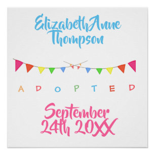 Adopted Banners Adoption - Custom Name Date Poster