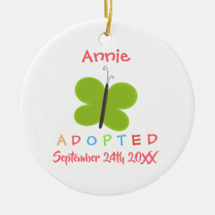 Adopted Butterfly Adoption - Custom Name Ceramic Ornament