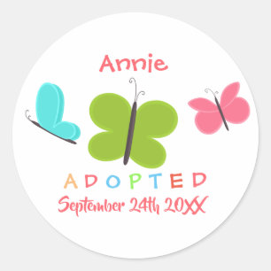 Adopted Butterfly Adoption - Custom Name Classic Round Sticker