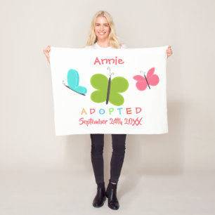 Adopted Butterfly Adoption - Custom Name Fleece Blanket