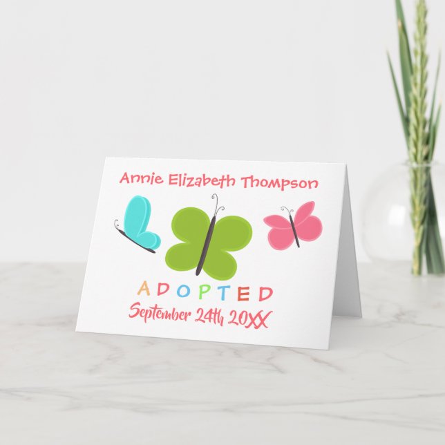 Adopted Butterfly Adoption - Custom Name Invitation (Front)
