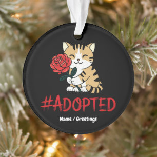 Adopted Cat Love Illustration with Rose Ornament