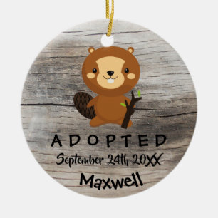 Adopted - Customised Beaver Adoption Gift Ceramic Ornament