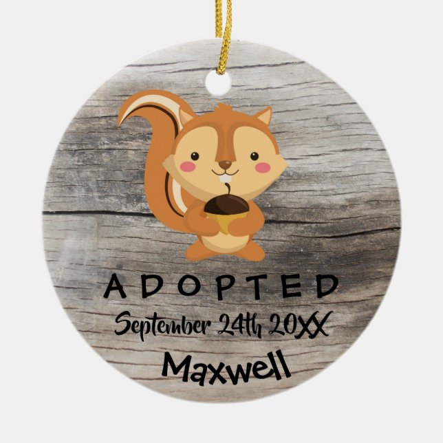 Adopted - Customised Chipmunk Adoption Gift Ceramic Ornament (Front)