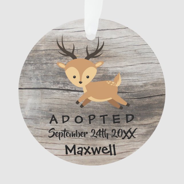 Adopted - Customised Deer Adoption Gift Ornament (Front)