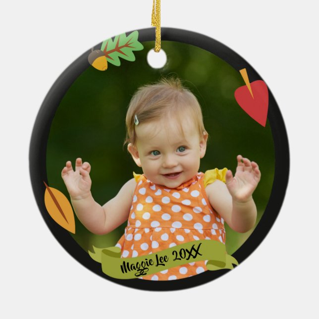 Adopted - Customised Fox Adoption Gift Ceramic Tree Decoration (Back)