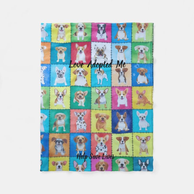 Adopted Dog Fleece Blanket 30" x 40" (Front)