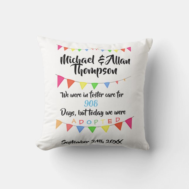 Adopted from Foster Care - Custom Name Pillow (Front)