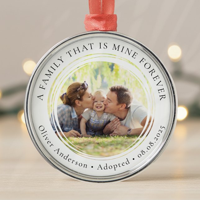 Adopted Photo Keepsake First Christmas Metal Ornament (Creator Uploaded)