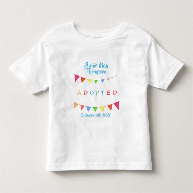 Adopted Rainbow Bunting Flags - Custom Name Shirt (Front)