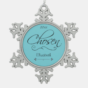 Adopted Scrolling Chosen Date Adoption Personalise Snowflake Pewter Christmas Ornament