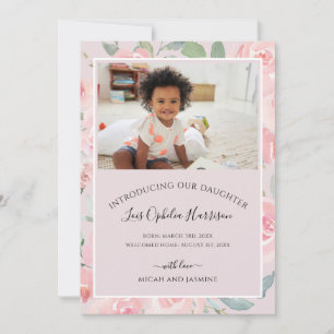 Adoption Announcement Blush Pink Floral 