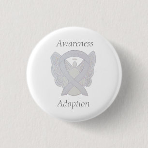 Adoption Awareness Angel White Ribbon Custom Pin