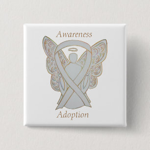 Adoption Awareness Angel White Ribbon Custom Pin