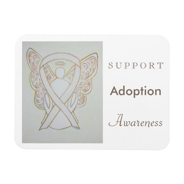 Adoption Awareness White Ribbon Angel Magnet (Horizontal)