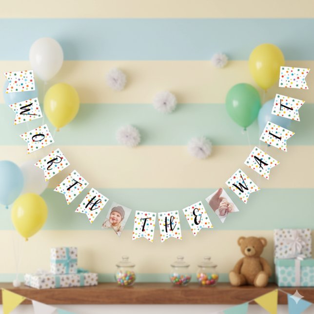 Adoption Baby Shower Photo Bunting Bunting (Adoption baby shower banner)