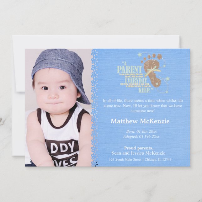 Adoption Boy Announcement (Front)