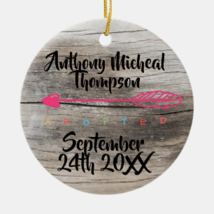 Adoption Design Custom Name Date Photo Ceramic Tree Decoration
