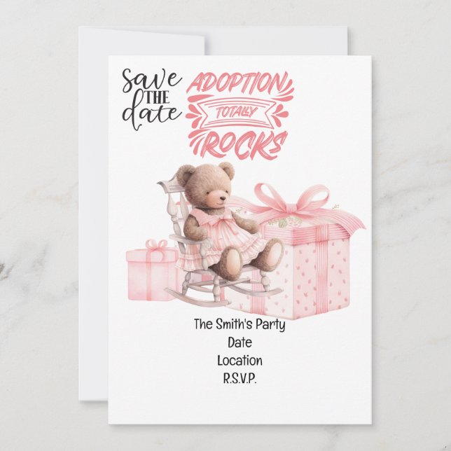 Adoption Foster Child  Girl pink theme party  Invitation (Front)