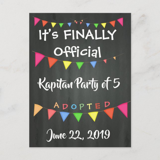 Adoption From Foster Care Announcment- Party Invitation Postcard (Front)