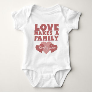 Adoption Hearts "Love Makes A Family" Custom Name Baby Bodysuit