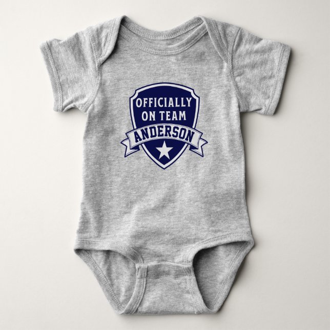 Adoption "Officially Team" Name Kid's Gotcha Day Baby Bodysuit (Front)
