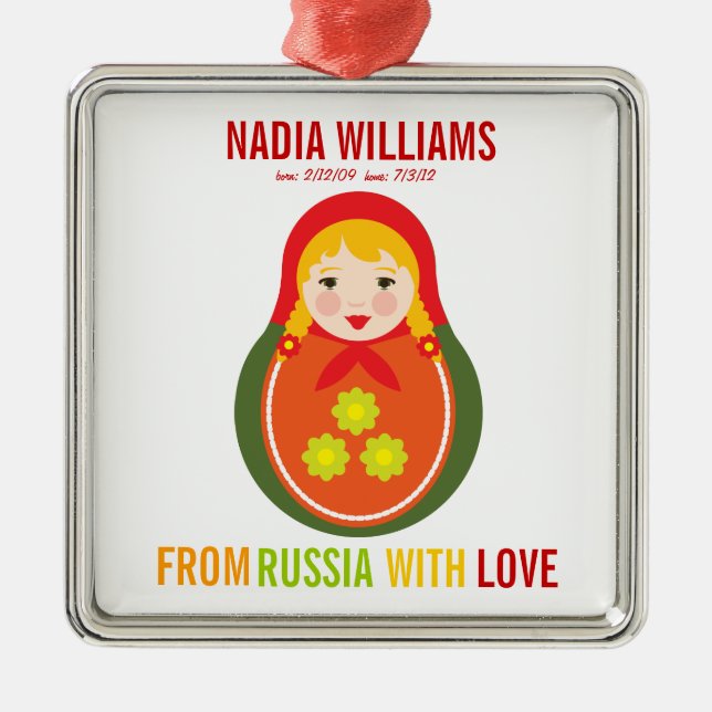 Adoption Ornament Russian Matryoshka Keepsake (Front)
