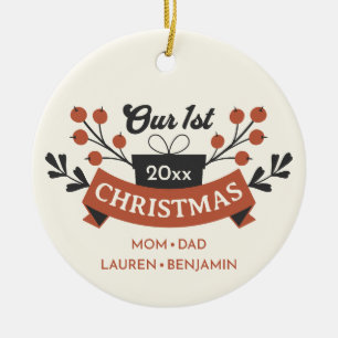 Adoption "Our First Christmas" Photo Back Keepsake Ceramic Ornament