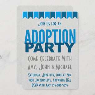 Adoption Party Blue Modern Adoption Announcements