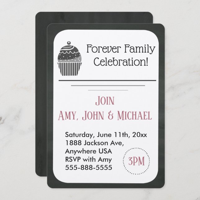 Adoption Party Chalkboard Cupcake Announcement (Front/Back)