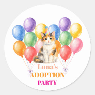 Adoption Party Gotcha day Calico Cat Pet Classic Round Sticker