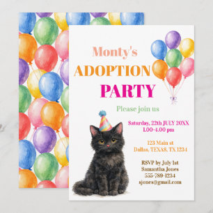 Adoption Party Gotcha day Calico Cat Pet Invitation