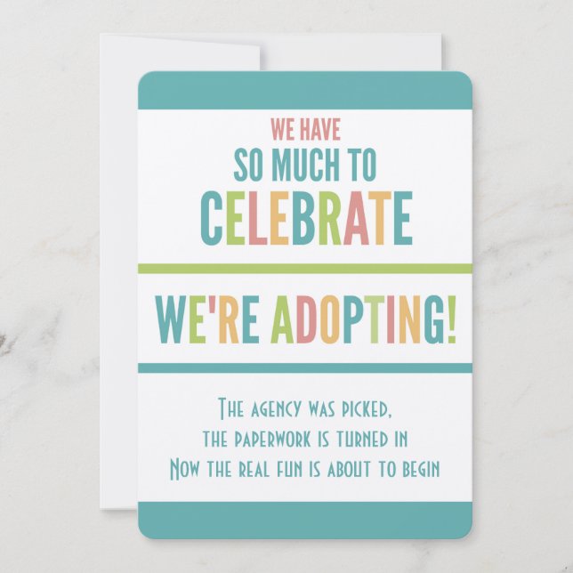 Adoption Party Modern Bright Colours Announcement (Front)